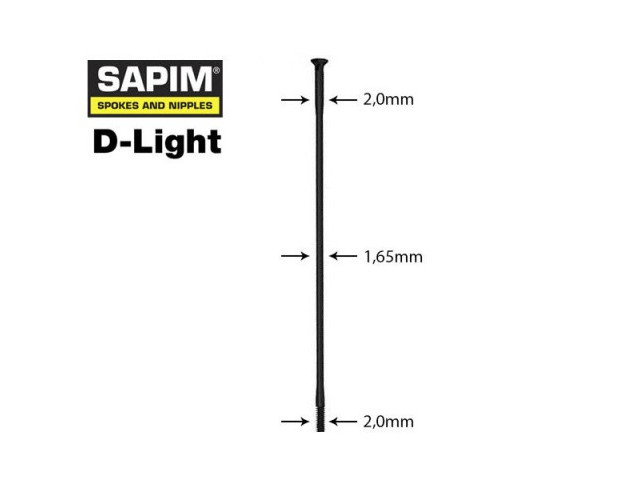 SAPIM D-light Spokes 296mm Straight Box Per 100 - NO Nipples