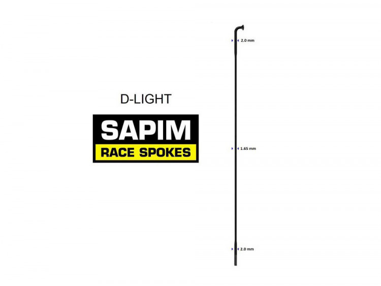 SAPIM D-light Spokes 296mm J-Bend + 12mm Nipple Polyax Box Per 100