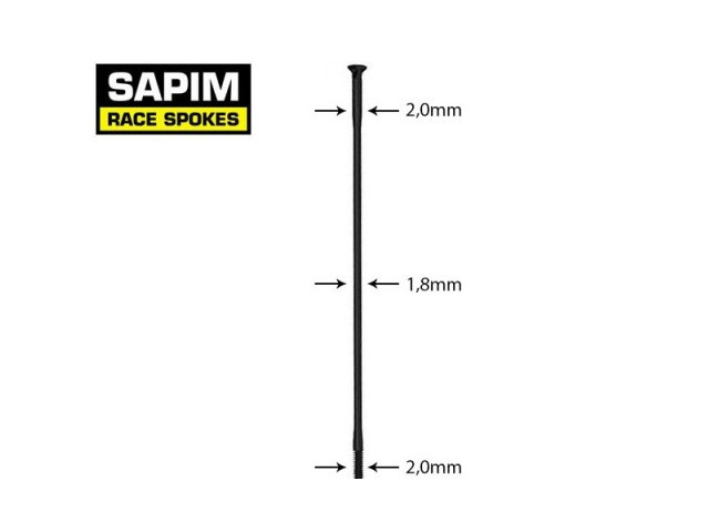 SAPIM Race Spokes 300mm Straight + 12mm Nipple Polyax Box Per 100
