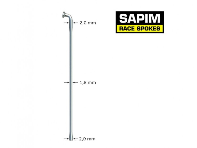 SAPIM Race Spokes 286mm J-Bend + 12mm Nipple Polyax Box Per 100